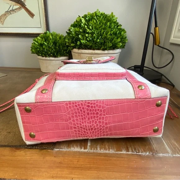 Coach RARE Exotic Legacy Pink Croc Embossed Trim Tote Y2K - Picture 9 of 17